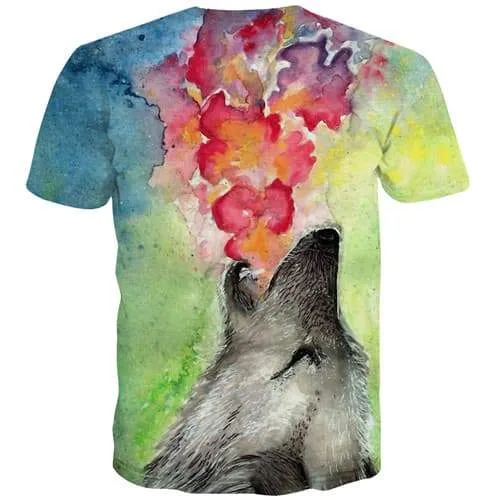 Wolf T-shirt Men Graffiti T-shirts Graphic Animal T-shirts 3d Colorful Tshirts Casual Art Tshirt Printed Short Sleeve Full Print