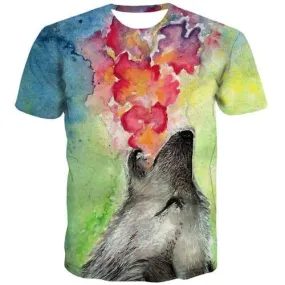 Wolf T-shirt Men Graffiti T-shirts Graphic Animal T-shirts 3d Colorful Tshirts Casual Art Tshirt Printed Short Sleeve Full Print