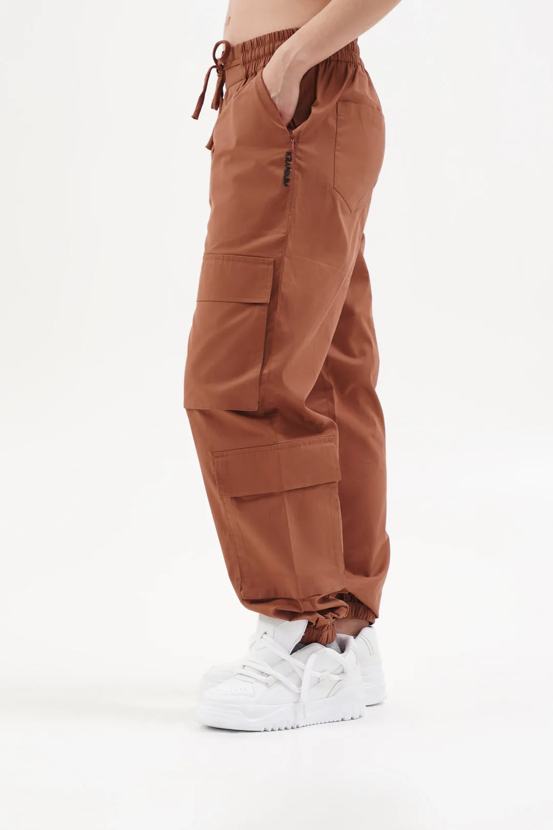 Women Snazzy Rust Parachute Pants