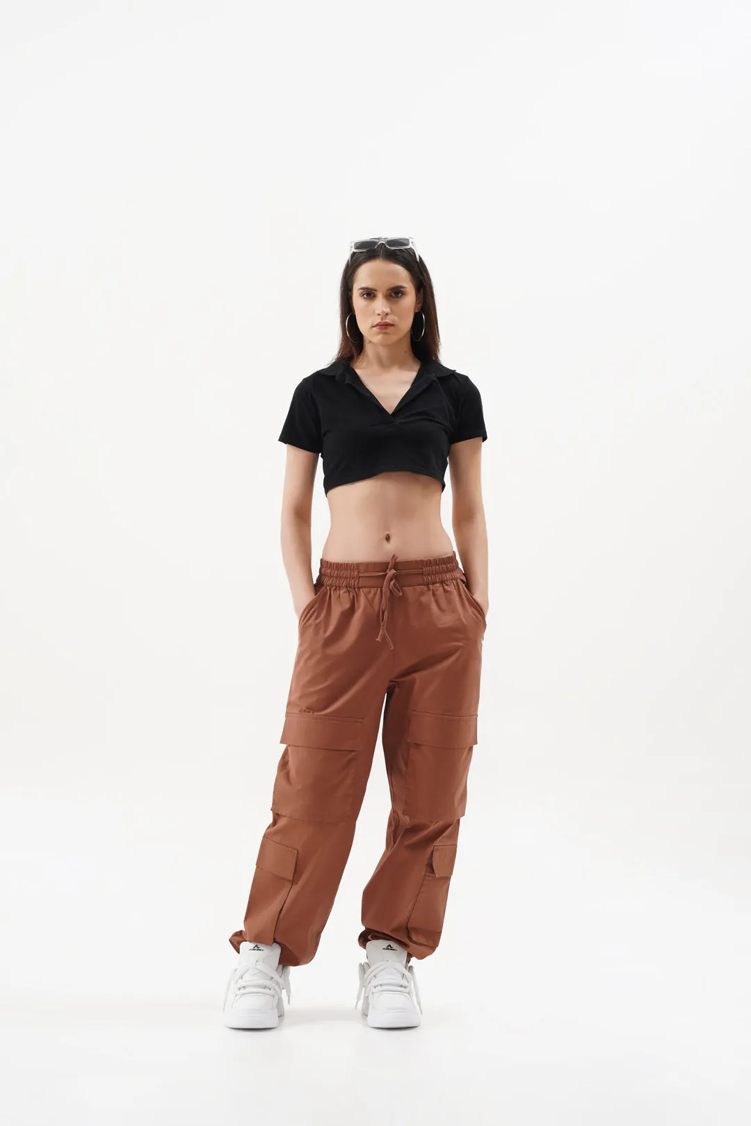 Women Snazzy Rust Parachute Pants