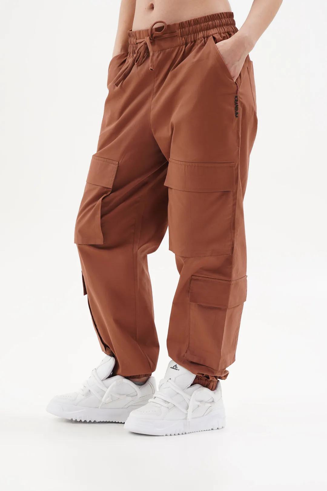 Women Snazzy Rust Parachute Pants