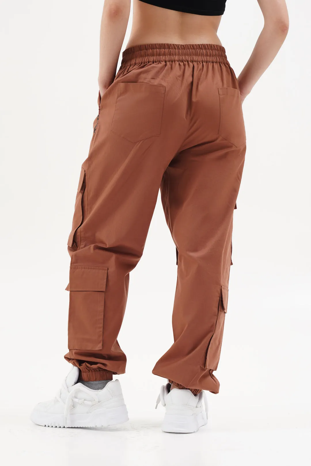 Women Snazzy Rust Parachute Pants