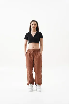 Women Snazzy Rust Parachute Pants