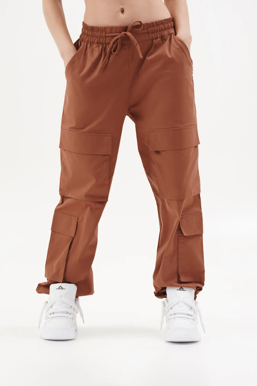 Women Snazzy Rust Parachute Pants