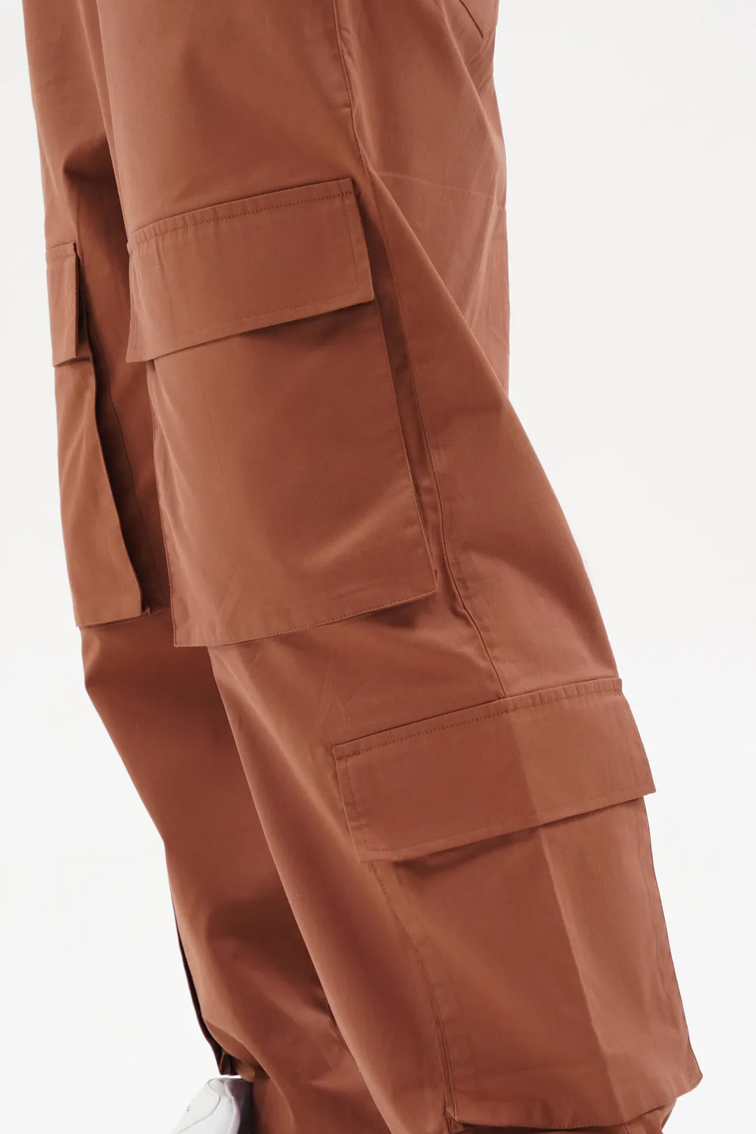 Women Snazzy Rust Parachute Pants