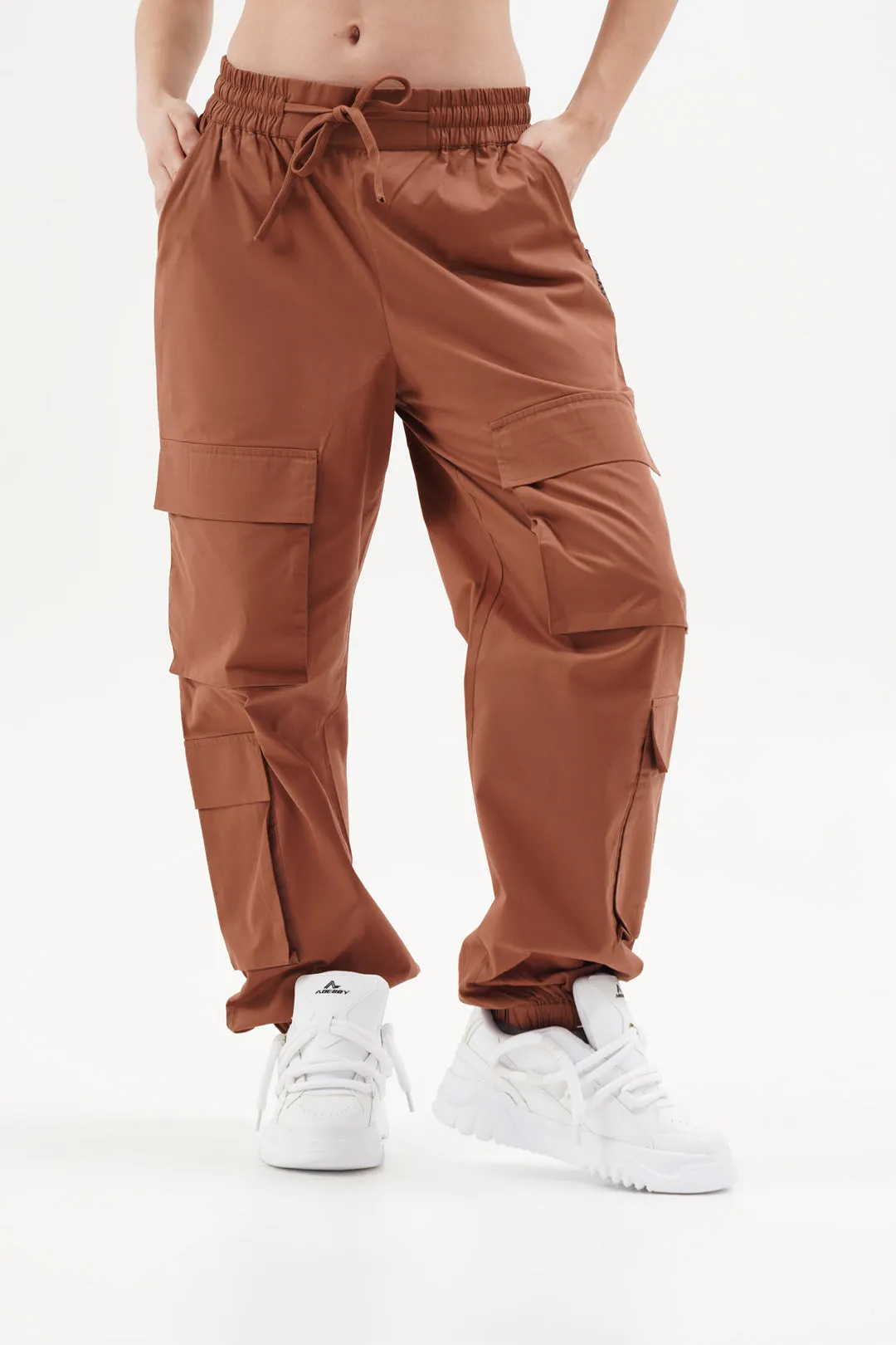 Women Snazzy Rust Parachute Pants