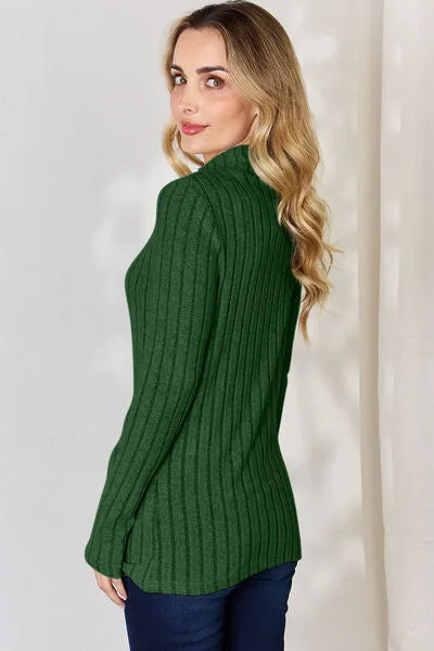 Women's Basic Bae Full Size Ribbed Mock Neck Long Sleeve T-Shirt