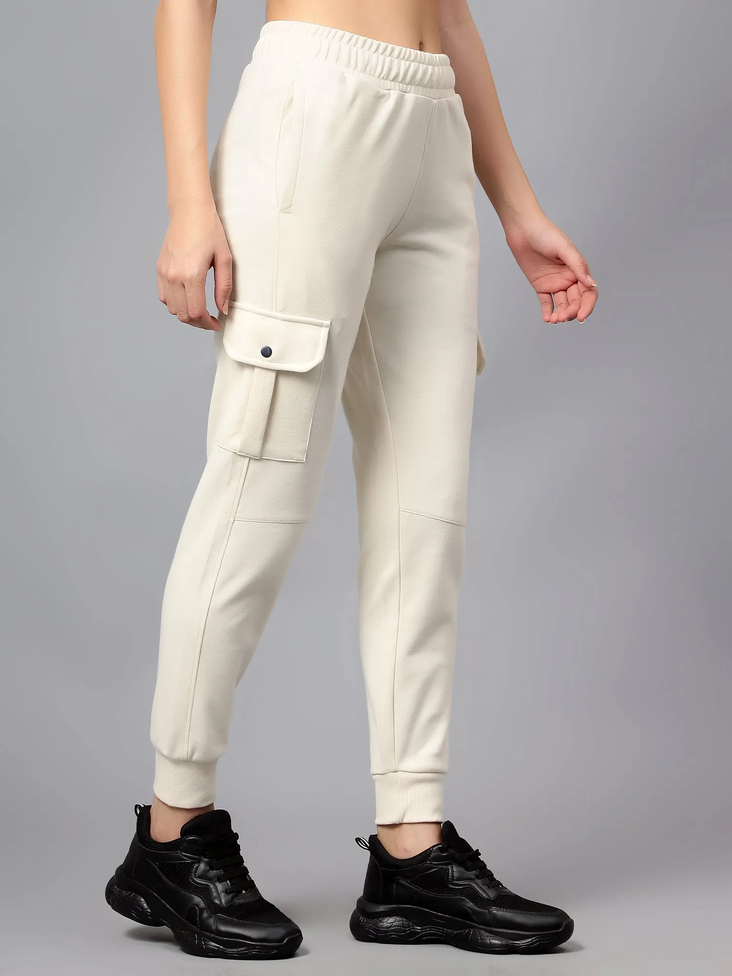 Women's Casual  Ivory Ankle length Mid rise Jogger Pants