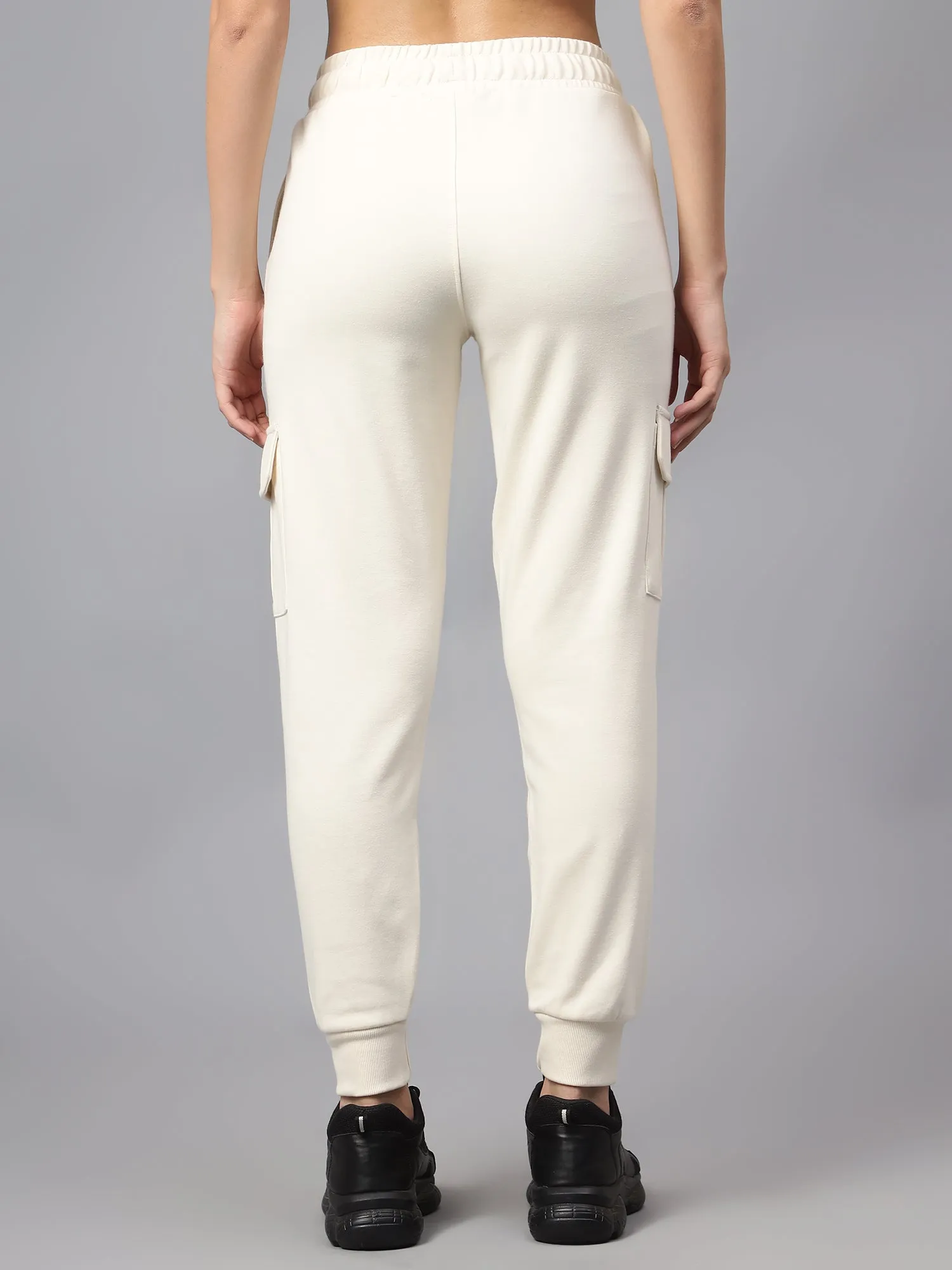 Women's Casual  Ivory Ankle length Mid rise Jogger Pants