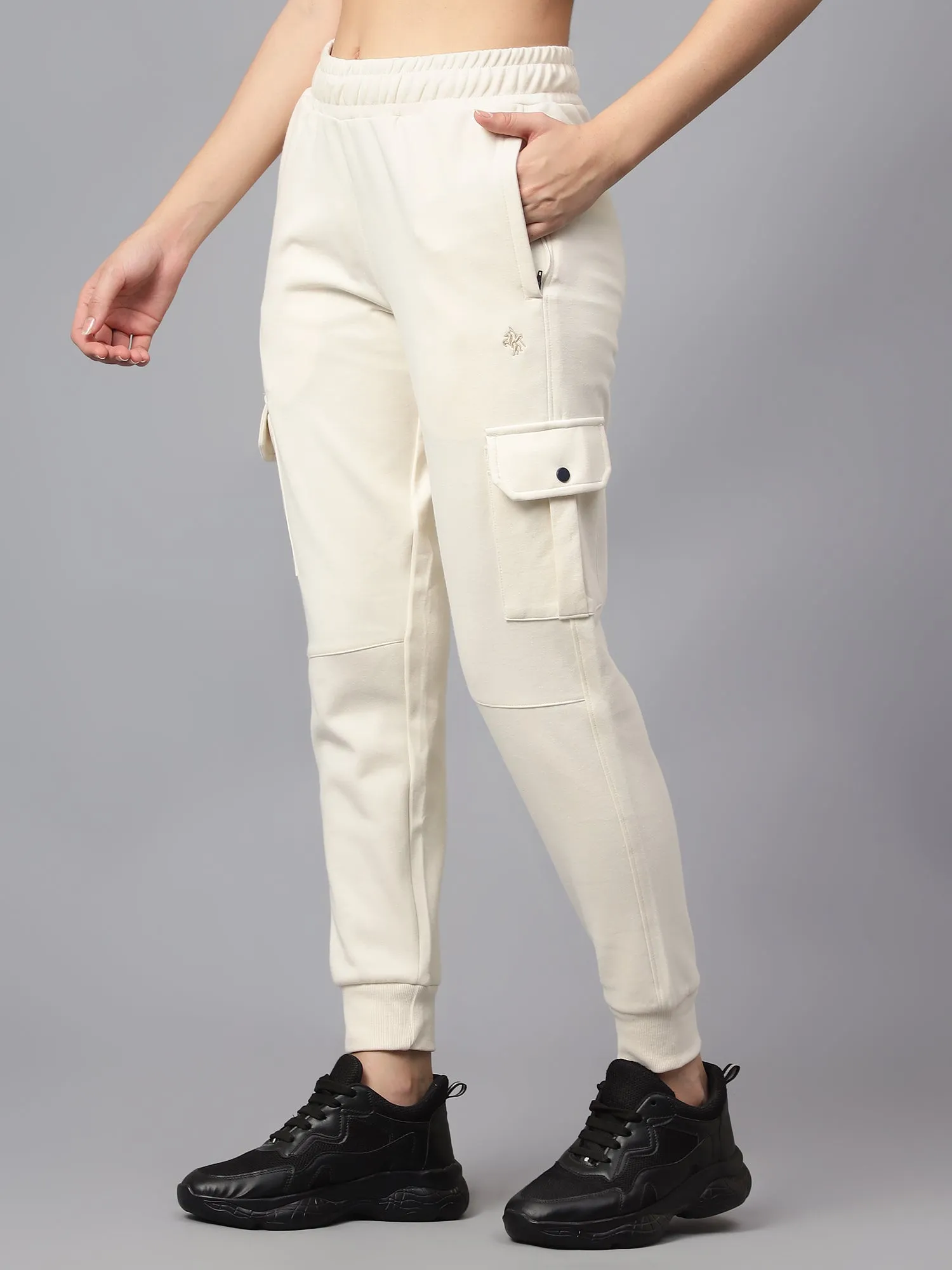 Women's Casual  Ivory Ankle length Mid rise Jogger Pants