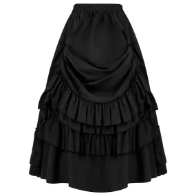 Women's Gothic Layered Ruffled Long Pleated Skirt