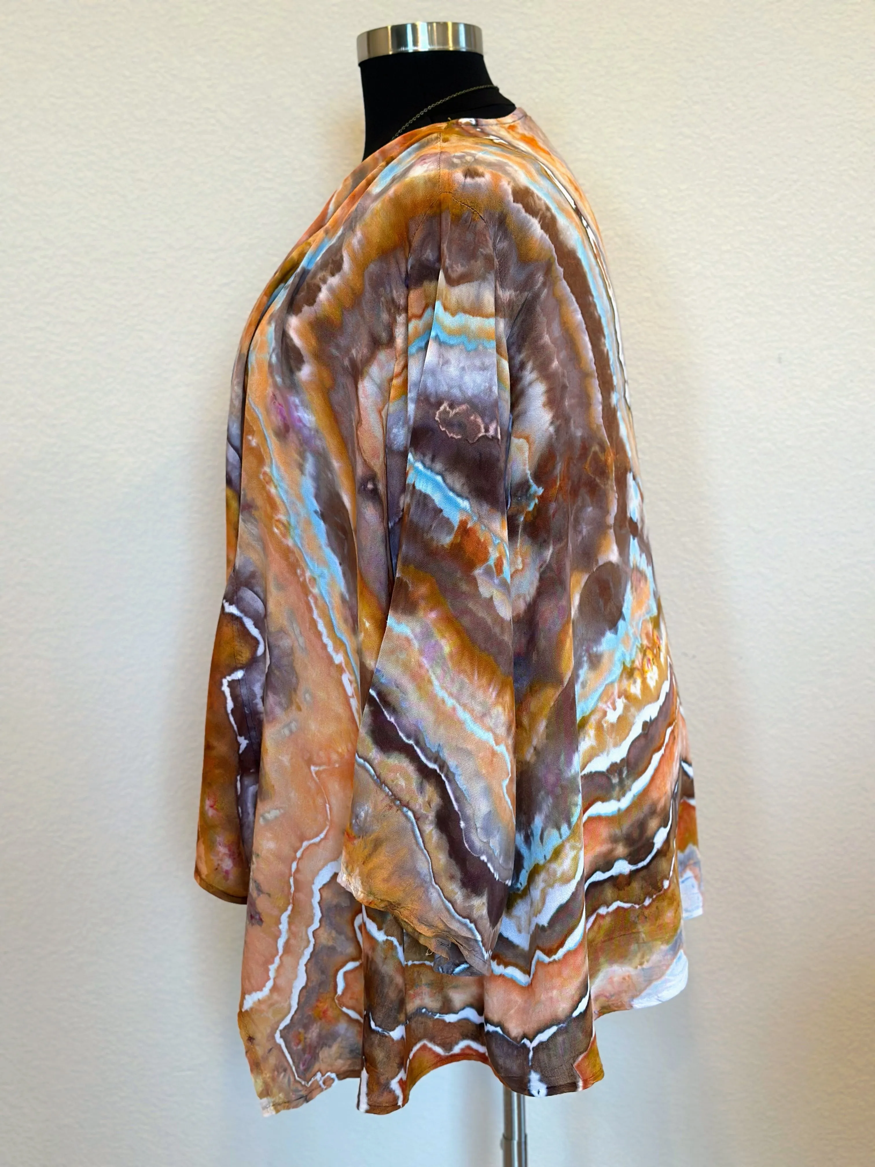 Women’s L/XL 100% Rayon Geode Waterfall Open Front Jacket in ‘Petrified Wood’