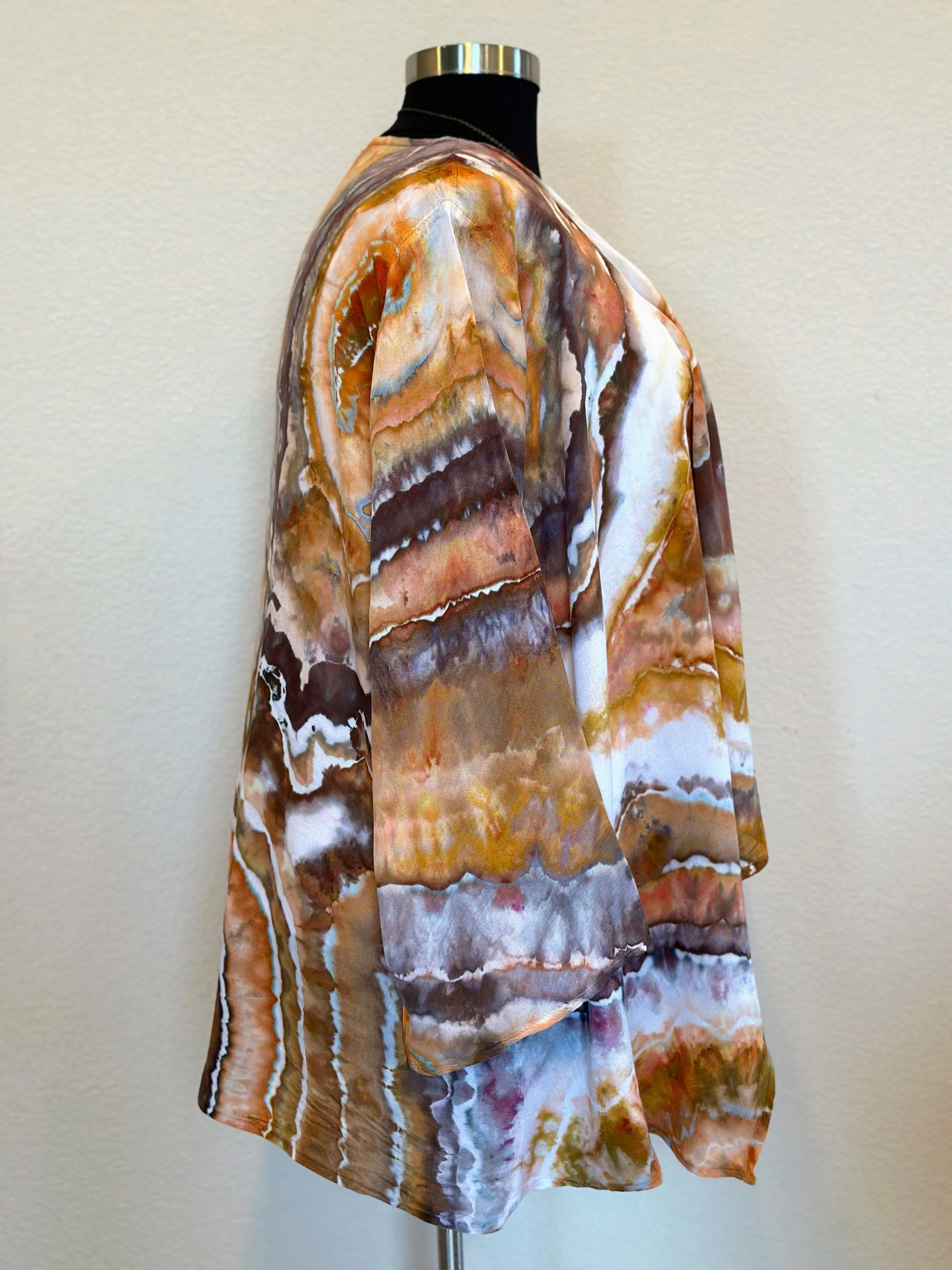 Women’s L/XL 100% Rayon Geode Waterfall Open Front Jacket in ‘Petrified Wood’