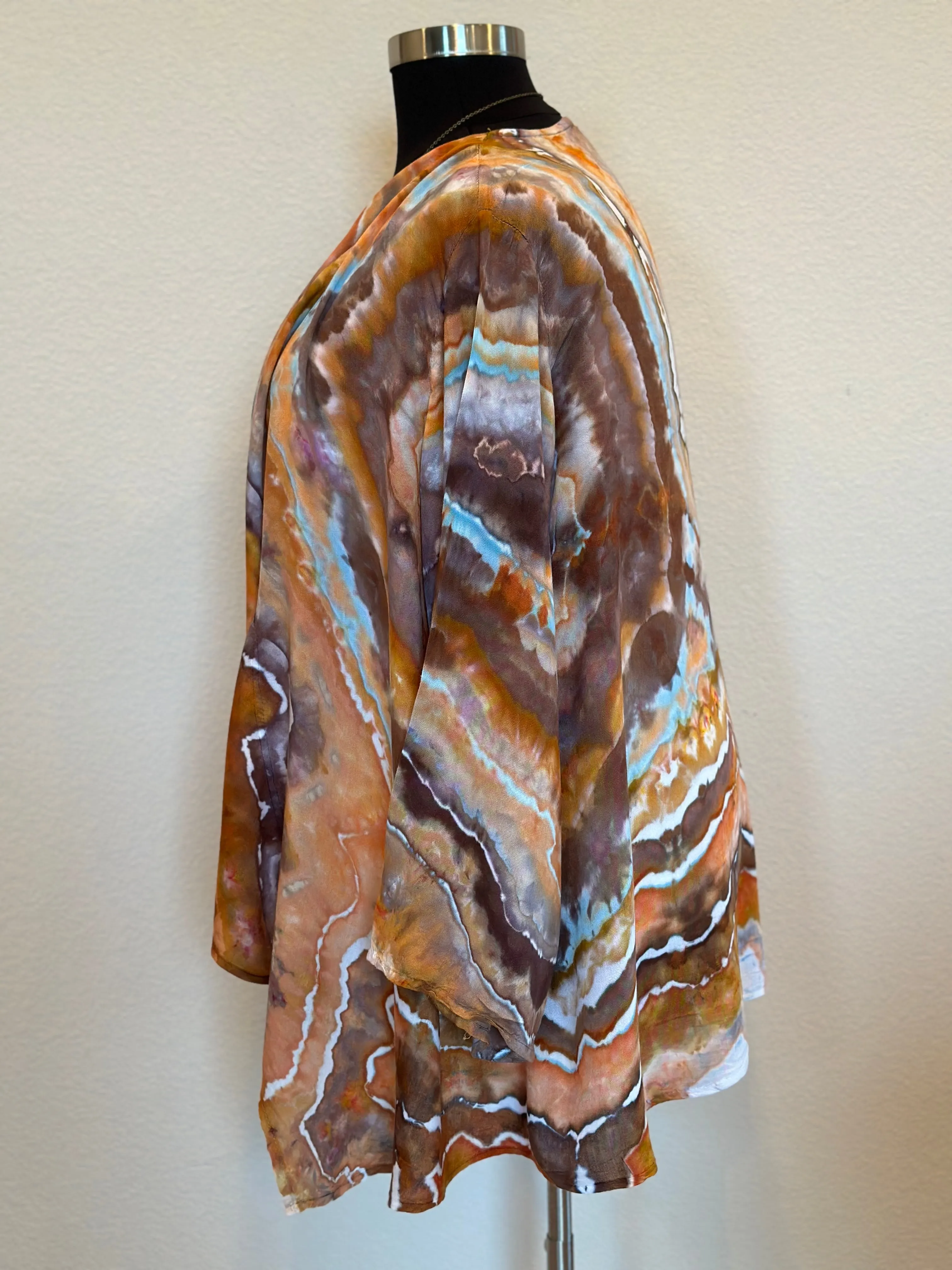 Women’s L/XL 100% Rayon Geode Waterfall Open Front Jacket in ‘Petrified Wood’