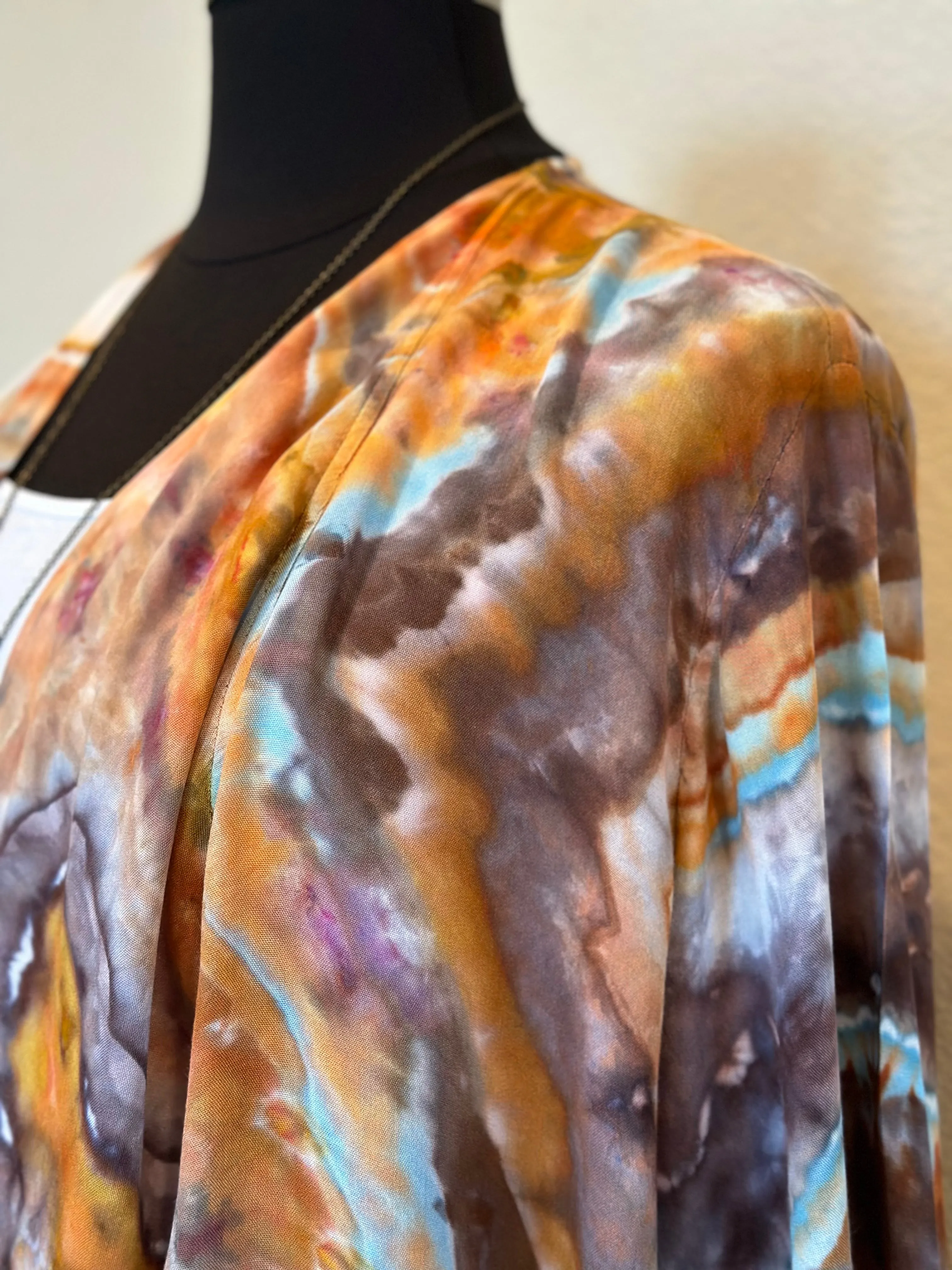 Women’s L/XL 100% Rayon Geode Waterfall Open Front Jacket in ‘Petrified Wood’