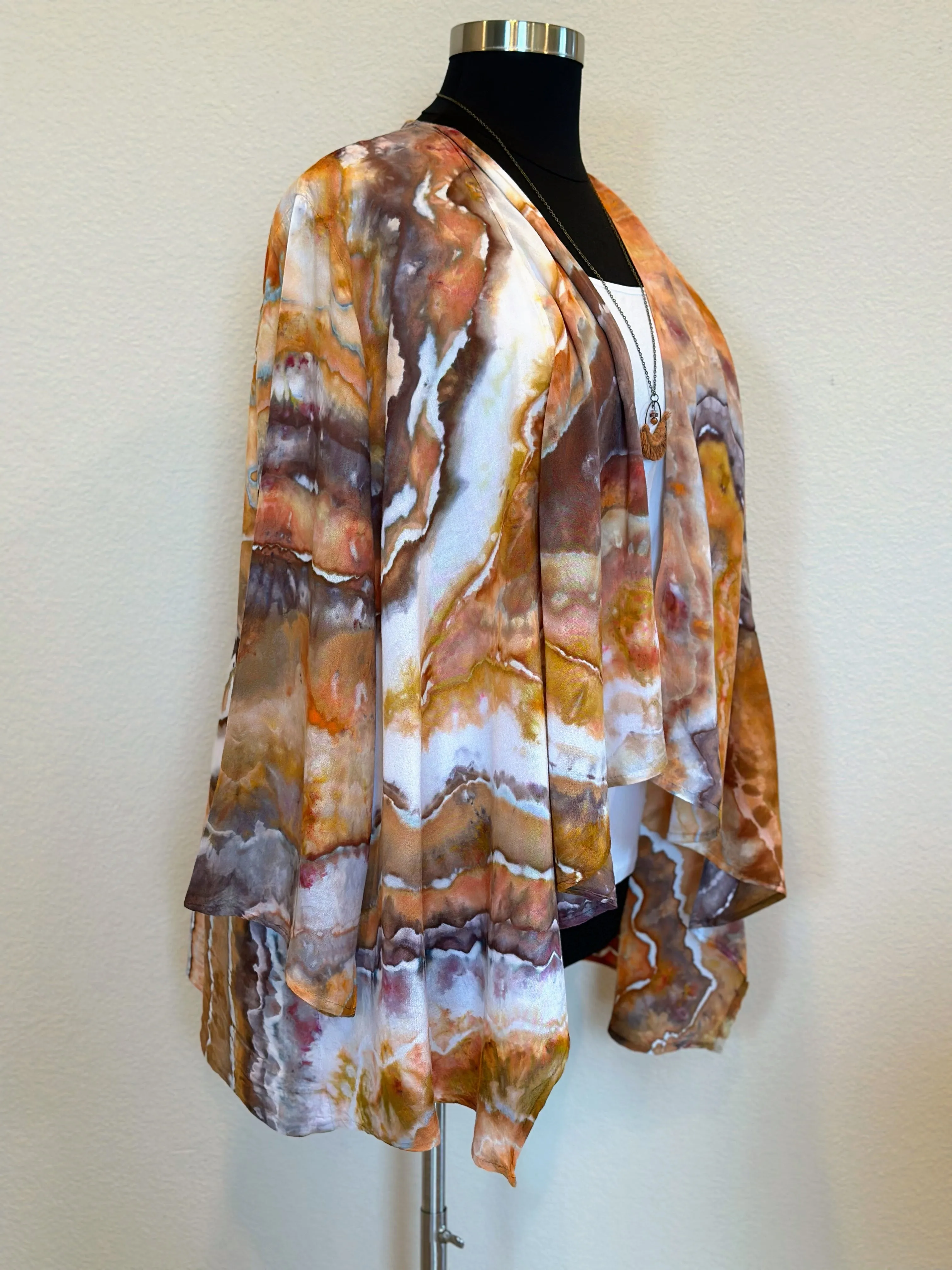 Women’s L/XL 100% Rayon Geode Waterfall Open Front Jacket in ‘Petrified Wood’