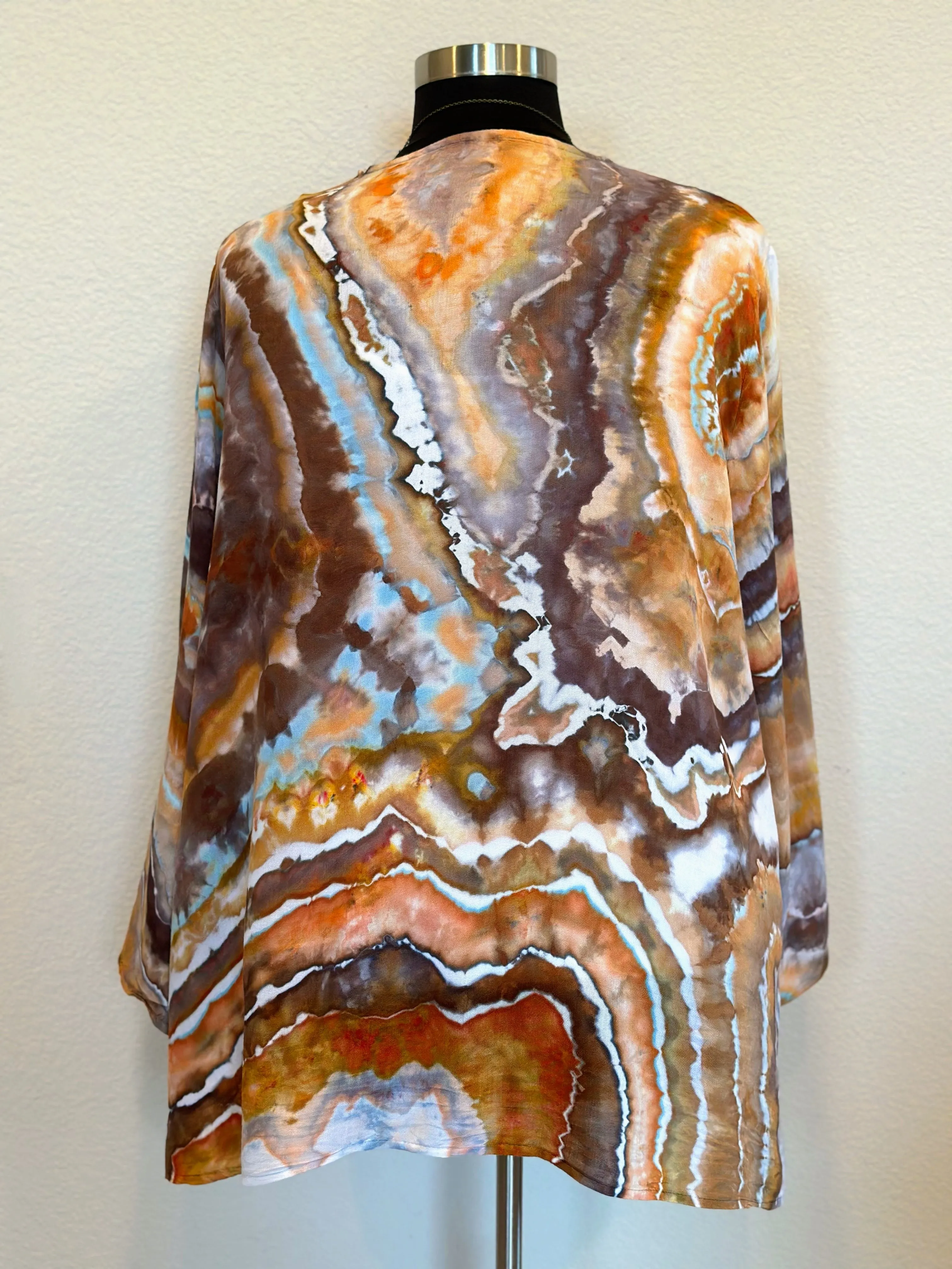 Women’s L/XL 100% Rayon Geode Waterfall Open Front Jacket in ‘Petrified Wood’