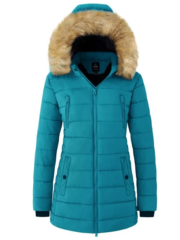 Women's Winter Coat Puffer Coats with Removable Faux Fur Hood Acadia 27