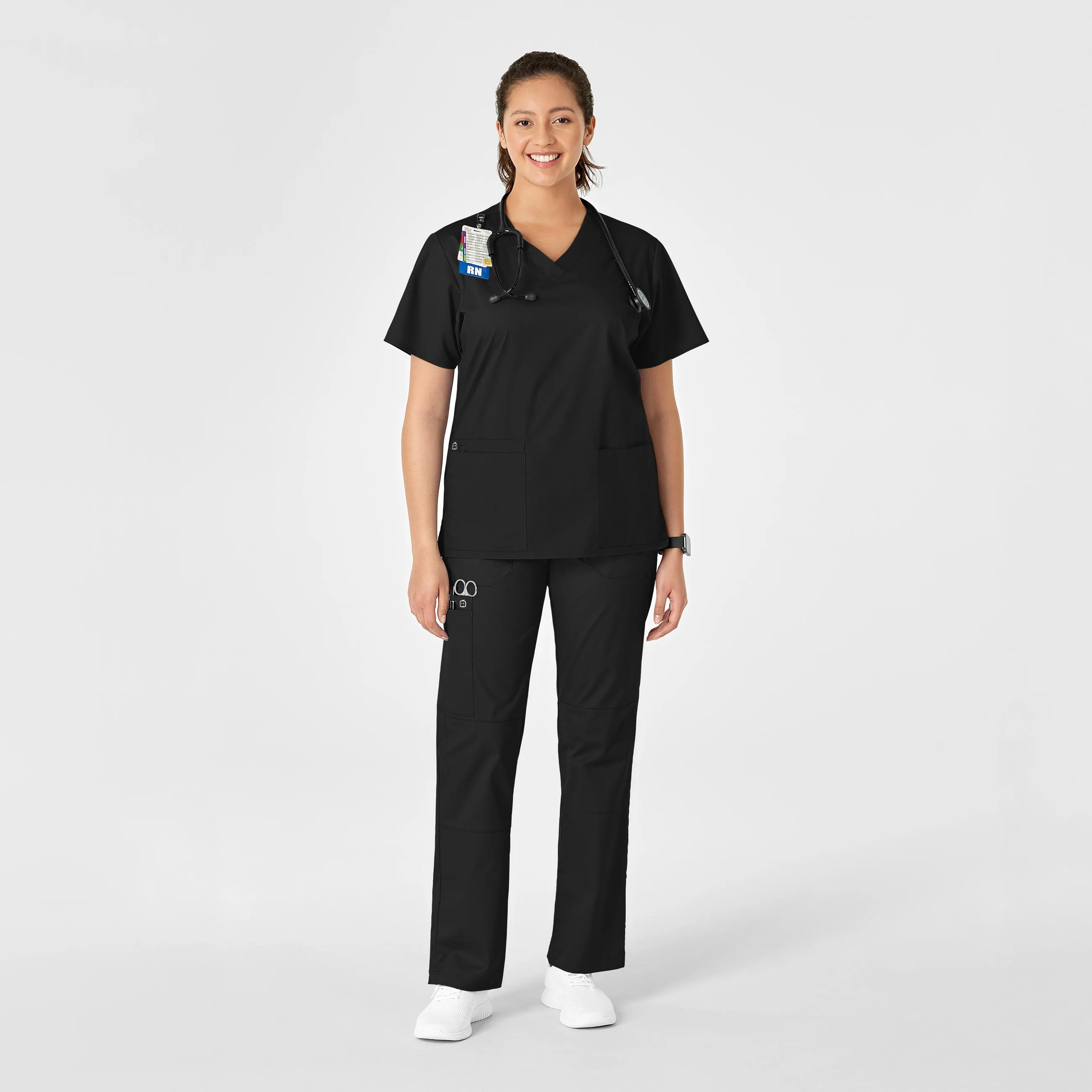 WonderWORK Women's Straight Leg Cargo Scrub Pant - Black