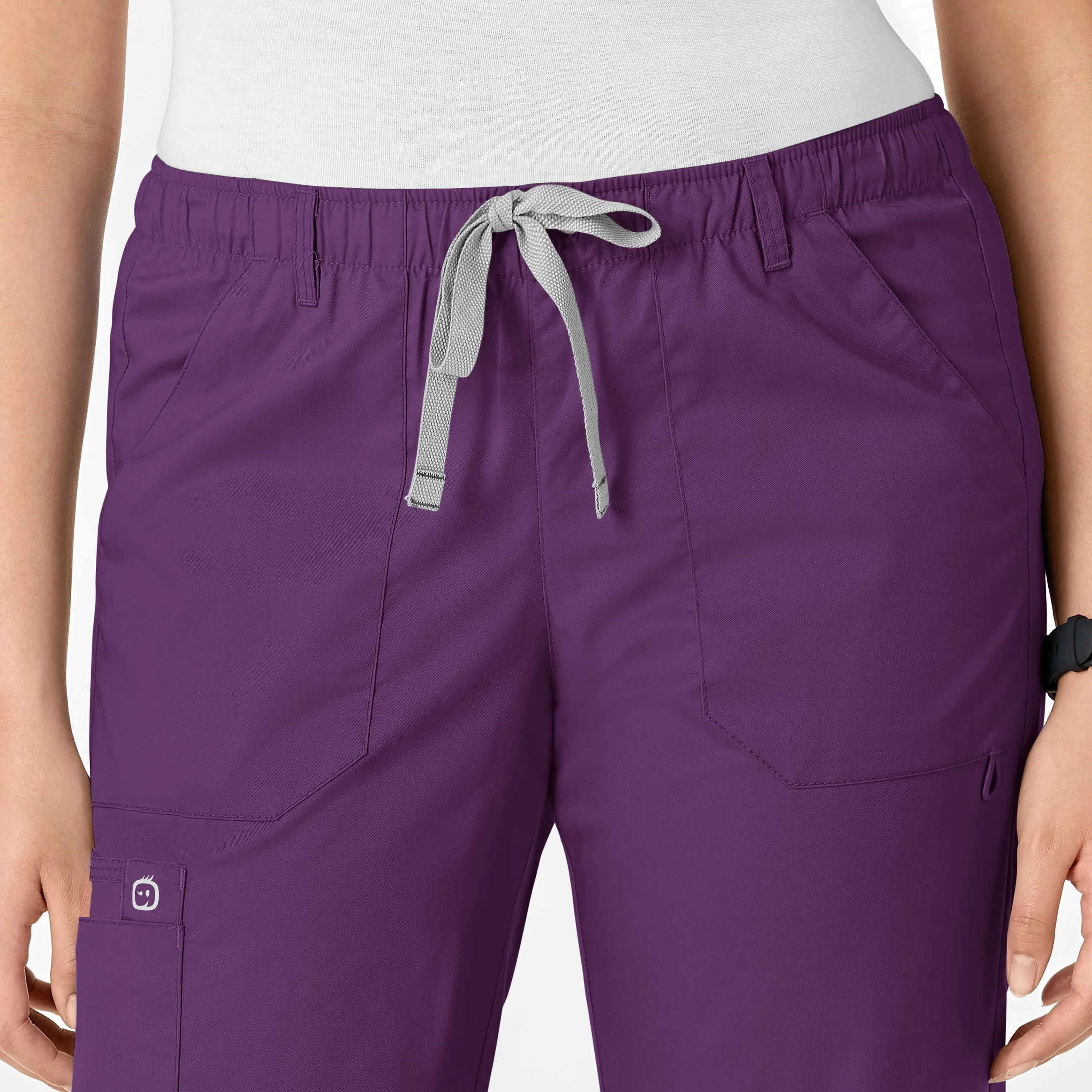 WonderWORK Women's Straight Leg Cargo Scrub Pant - Eggplant