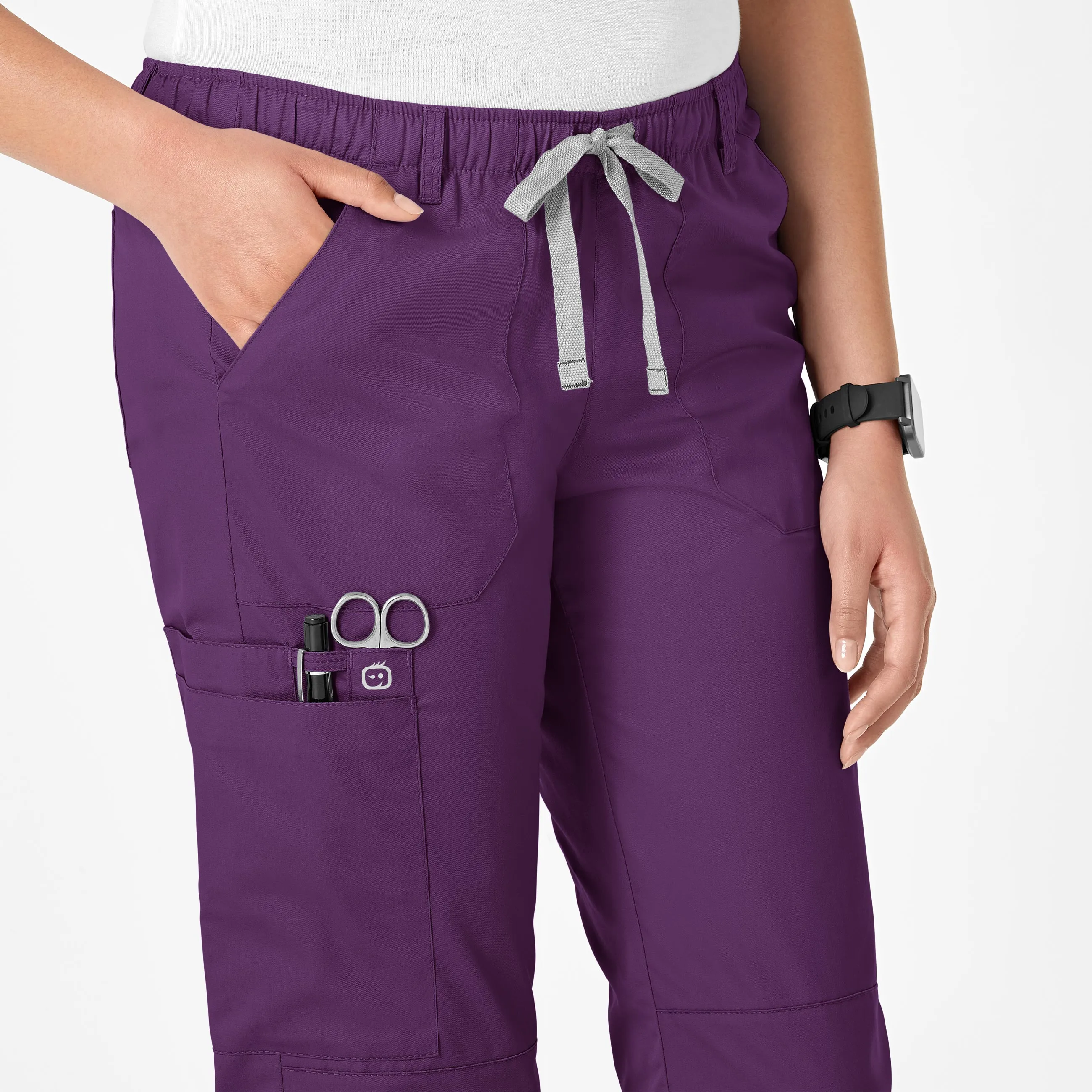 WonderWORK Women's Straight Leg Cargo Scrub Pant - Eggplant