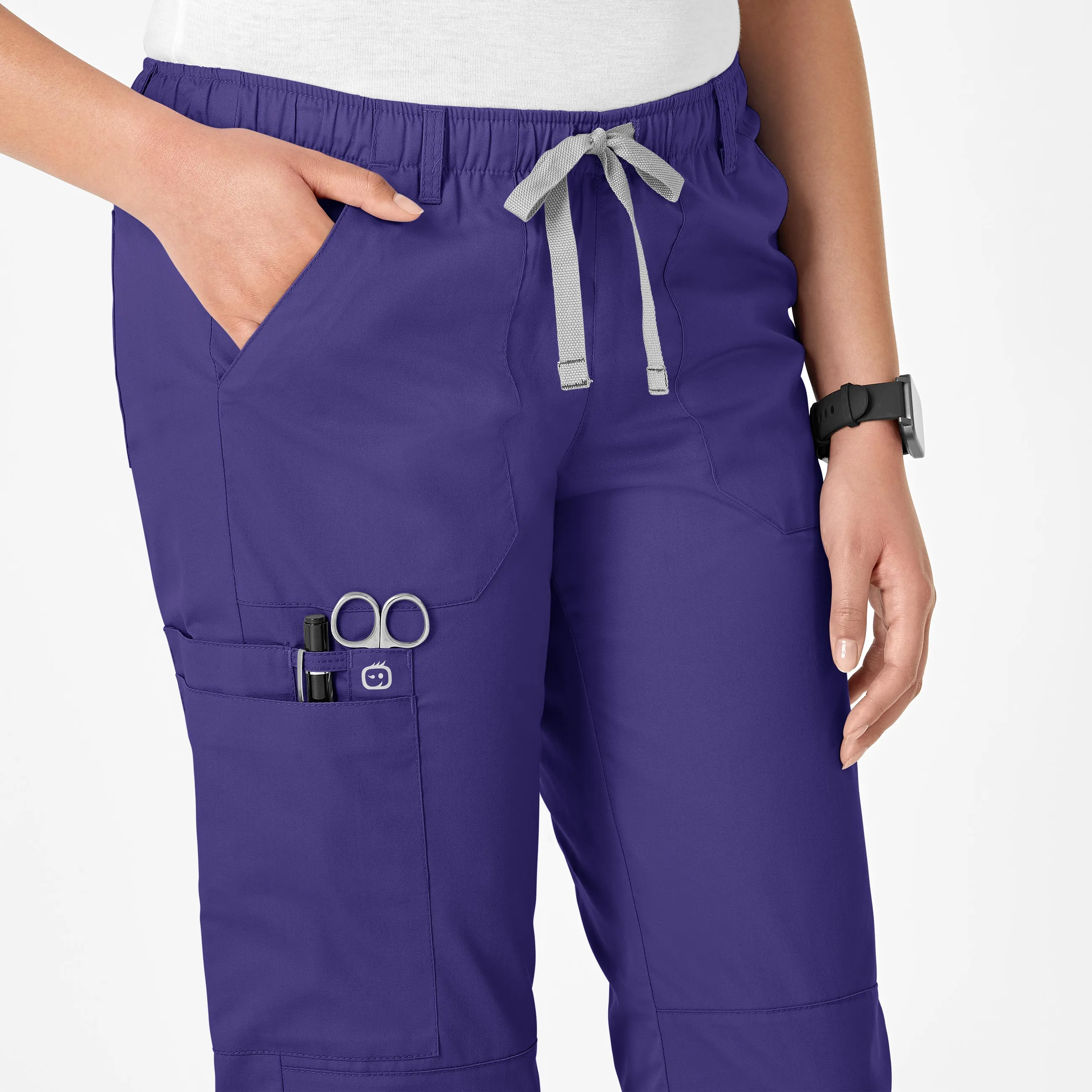 WonderWORK Women's Straight Leg Cargo Scrub Pant - Grape