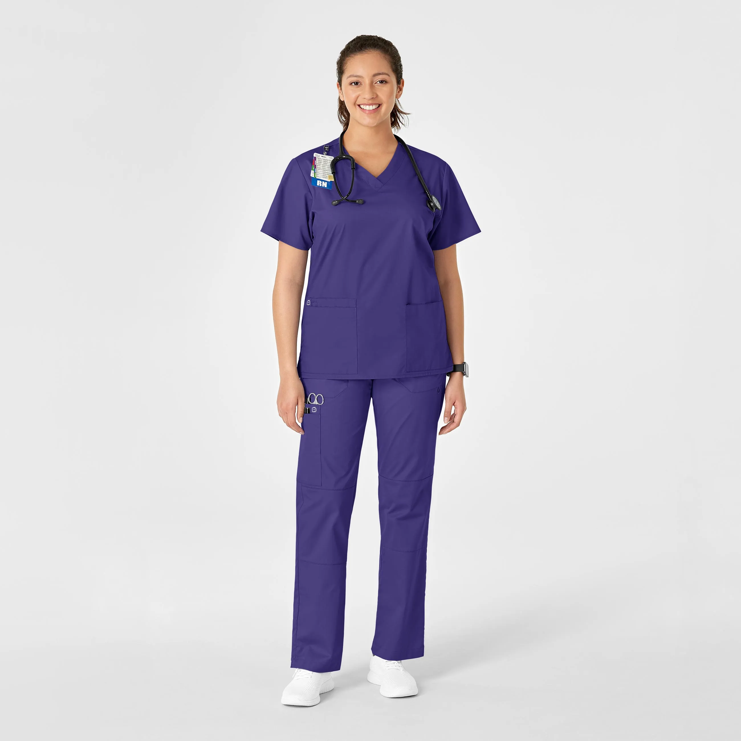 WonderWORK Women's Straight Leg Cargo Scrub Pant - Grape