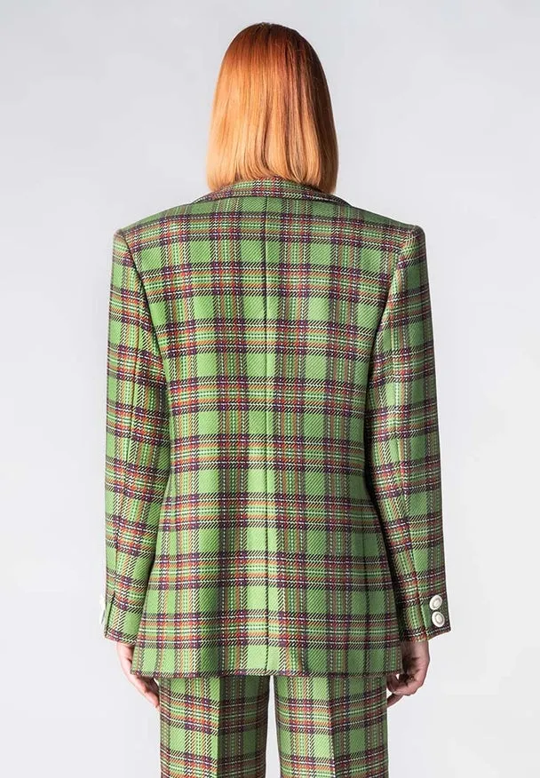 Wool Tartan Single-Breasted Blazer