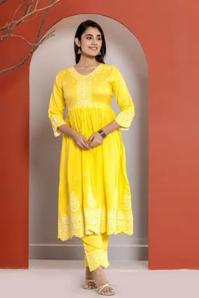 Yellow Kurti Pant Set