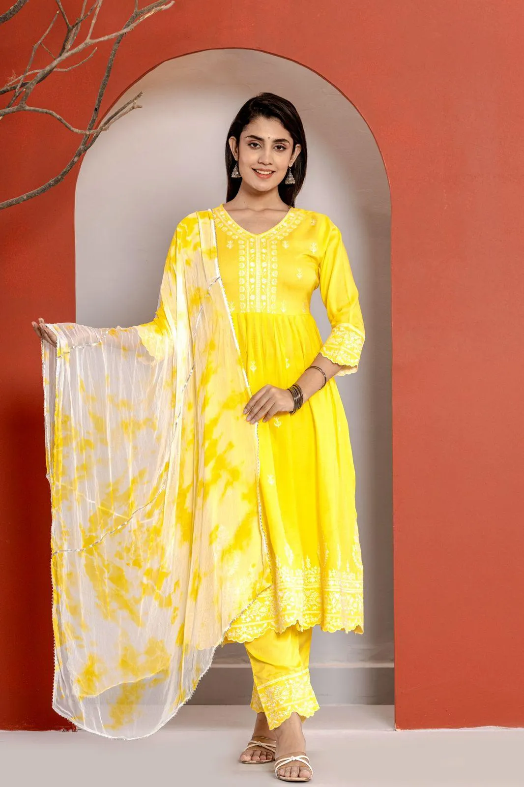 Yellow Kurti Pant Set